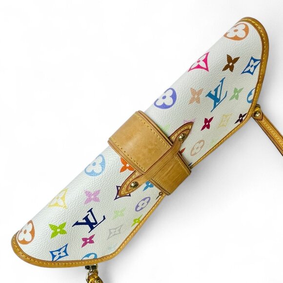 LOUIS VUITTON Murakami Multicolor Shirley White Shoulder Bag LV Monogram Small - Picture 13 of 16